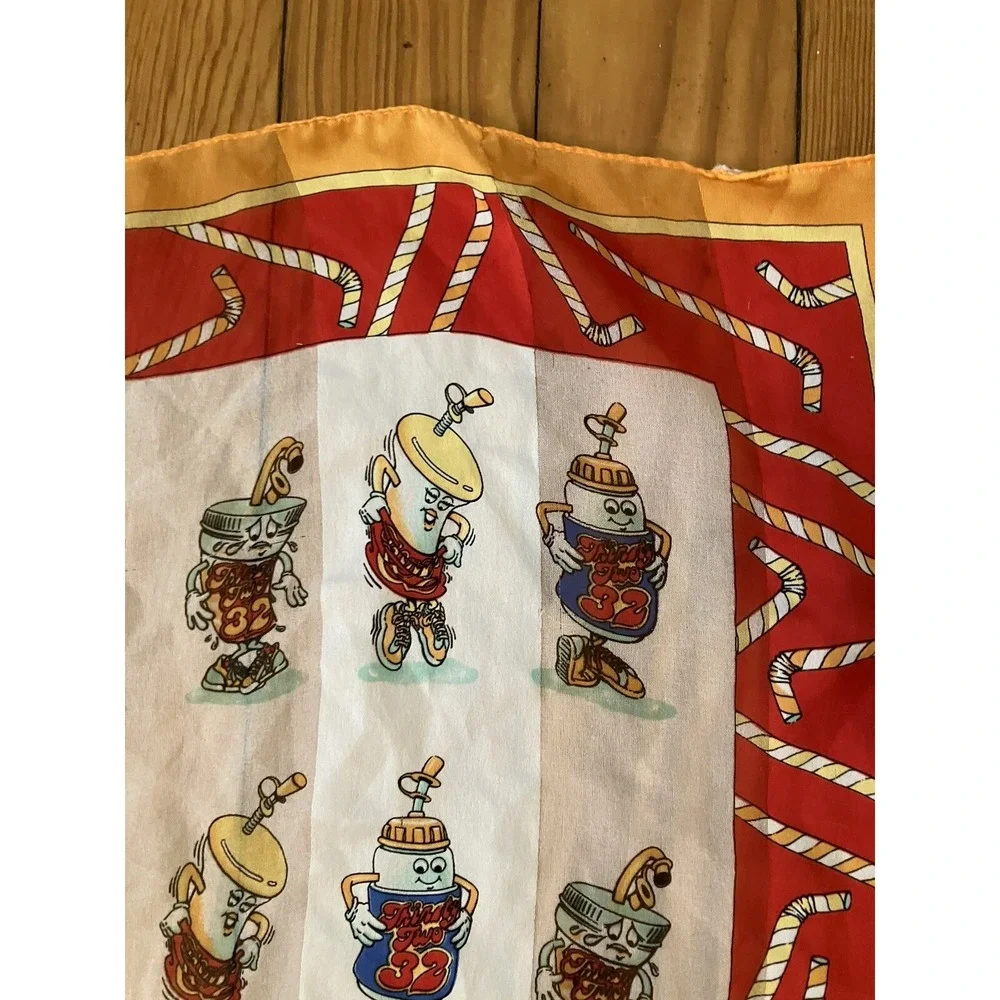 Thirsty Two Scarf 32  AM PM MINI MART Multicolor Happy Juice Slurpee 23x23 - Picture 7 of 10